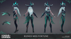  alternate_costume bare_shoulders body_markings breasts clothed control_indicator corruption costume english_text eye_color_change femsub green_eyes gun hair_color_change hat high_heels isabella_cheng-henehan kylie_gage league_of_legends long_hair maledom miss_fortune_(league_of_legends) multiple_views official pirate possession reference_sheet rheekyo_l ruination text viego_(league_of_legends) weapon white_hair 