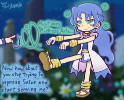  animated animated_eyes_only animated_gif arle asumie dialogue female_only femdom femsub happy_trance hypnotic_fingers puyo_puyo rulue smile spiral spiral_eyes symbol_in_eyes text zombie_walk 