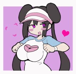  animated animated_gif blush bouncing_breasts breasts brown_hair chicken_pose dancing femsub heart hypnotic_food large_breasts mochi_dance nintendo pokemon pokemon_black_and_white_2 purple_eyes rosa_(pokemon) solo white_stew 