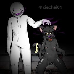  cat_ears cat_girl dark_skin femsub furry maledom meo_(xiechai01) nude original purple_eyes spread_legs tagme transformation xiechai01 