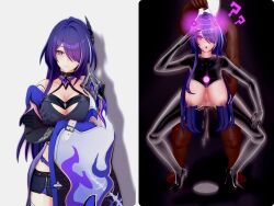  3d acheron_(honkai_star_rail) arm_warmers before_and_after black_background cleavage confused cum cum_in_pussy drool erect_nipples erect_nipples_under_clothes etreet femsub gloves glowing glowing_eyes hair_covering_one_eye happy_trance honkai_star_rail koikatsu! latex lipstick long_hair looking_at_viewer maledom navel open_mouth opera_gloves pendulum pubic_hair purple_eyes purple_hair purple_lipstick pussy_juice reverse_bunnysuit rubber saluting sex shoes simple_background smile spread_legs sweat thighhighs topless trembling vaginal very_long_hair white_background 