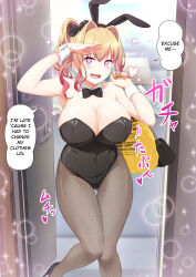  altered_common_sense alternate_costume anna_kanda bare_shoulders blonde_hair breasts bunnysuit cleavage collarbone comic cuffs fake_animal_ears femsub fishnets happy_trance hard_translated heart_eyes high_heels huge_breasts pink_eyes pov pov_dom prostitution saluting short_hair smile symbol_in_eyes tech_control text translated woman_eats_~beautiful_dream_girl_delivery_app~ 