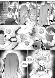  absurdres artoria_pendragon artoria_pendragon_(lancer) ass bare_breasts bb_(fate/extra_ccc) body_swap comic dazed defeated dialogue english_text evil_smile fate/extra_ccc fate/grand_order fate_(series) femdom femsub from_behind greyscale hair_covering_one_eye heart heart_eyes hyoui_lover hypnotized_dom kissing long_hair lying mashu_kyrielight midriff mind_break multiple_girls multiple_subs navel nipples no_eyes open_mouth possession pussy_juice royalty short_hair smile smug speech_bubble standing symbol symbol_in_eyes tagme tamamo_no_mae text thighhighs tongue tongue_out yuri 