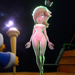  3d animated bare_legs barefoot blonde_hair blue_eyes bottomless breasts crown expressionless eye_roll femsub floating glowing glowing_eyes hair_covering_one_eye heavy_eyelids hourglass_figure light_skin long_hair magic magic_wand magikoopa navel nintendo nipples nude open_mouth princess_rosalina pussy spiralrose23 super_mario_bros. super_mario_galaxy tagme topless video yellow_skin 