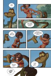 caption coils comic dark_skin disney ewder genderswap kaa mowgli snake text the_jungle_book