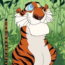  animals_only animated animated_eyes_only animated_gif disney edtertainer happy_trance kaa_eyes male_only malesub shere_khan smile stiff_tail the_jungle_book tiger 