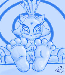 absurdres barefoot blaze_the_cat bottomless breasts cat_girl feet female_only femdom femsub foot_focus furry hypnotic_eyes looking_at_viewer monochrome nude pov pov_sub pussy rutilus sonic_the_hedgehog_(series) topless