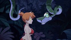    ai_art animated bare_breasts bikini disney femsub kaa kaa_eyes maledom misty nintendo orange_hair pokemon sound the_jungle_book video voice_acted 