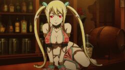 anonymous828_(manipper) barefoot blonde_hair dancer fairy_tail feet foot_worship glowing_eyes happy_trance harem_outfit lucy_heartfilia manip red_eyes
