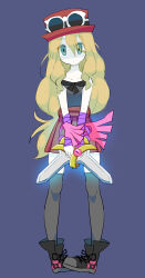  absurdres blonde_hair clothed doublade empty_eyes expressionless femsub ghost hat nintendo pokemon pokemon_x_and_y possession serena thighhighs traditional tsui_ni_tsuin very_long_hair 