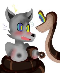 absurdres billcipherspuppet blush breasts chloe_(iamaneagle) discolored_nipples disney furry hypnotic_eyes iamaneagle kaa kaa_eyes nipples original snake the_jungle_book topless wolf_girl 