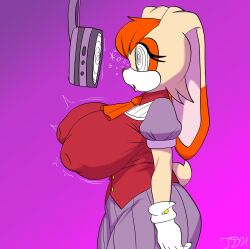  bouncing_breasts breasts erect_nipples erect_nipples_under_clothes femsub furry large_breasts milf open_mouth signature simple_background sonic_the_hedgehog_(series) spiral spiral_eyes spiralwash_eyes standing symbol_in_eyes tech_control thedrawing vanilla_the_rabbit 
