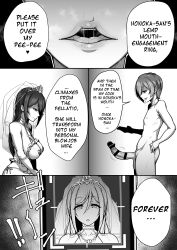  altered_common_sense breasts brother_and_sister cell_phone cleavage collarbone comic erection femsub gennsui greyscale hard_translated honoka_(misaki) huge_breasts incest long_hair maledom mouth_matrimony open_mouth penis phone short_hair tech_control text thong translated 