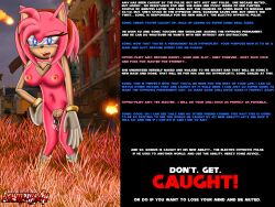  absurdres amy_rose bottomless breasts dialogue drool exkaizuhan femsub furry hedgehog_girl maledom nude pussy_juice sonic_the_hedgehog sonic_the_hedgehog_(series) spiral_eyes symbol_in_eyes text topless 