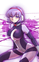 ami_kawamura bodysuit collar danball_senki empty_eyes femsub purple_hair short_hair tech_control
