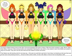  aisha_(winx_club) blonde_hair bloom_(winx_club) blue_hair dark_skin dialogue empty_eyes femsub flora_(winx_club) large_breasts long_hair multiple_girls multiple_subs musa_(winx_club) nabs001 orange_hair purple_hair short_hair stella_(winx_club) tecna_(winx_club) text wings winx_club 