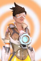 3d breasts brown_hair drool female_only femsub happy_trance large_breasts overwatch solo spiral tech_control theheckle tracer