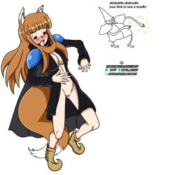  animal_ears breasts femsub happy_trance holo_(spice_and_wolf) idpet long_hair meme parody spice_and_wolf tail 