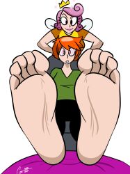  absurdres barefoot drool expressionless fairly_oddparents_(series) feet female_only femdom femsub foot_focus huge_feet kimberco nickelodeon pink_eyes pink_hair red_hair spiral_eyes transparent_background vicky wanda_(fairly_oddparents) 