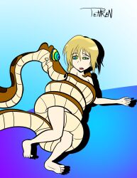 absurdres blonde_hair bottomless disney female_only femsub hypnotic_eyes kaa kaa_eyes kingdom_hearts namine nude open_mouth penken snake the_jungle_book topless