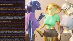 3d altered_perception amnesia aware becca_(thalarynth) caption clothed crop_top del_(thalarynth) dialogue femdom femsub furry manip memory_lapse multiple_subs scales scalie shiny_skin snake_girl text thalarynth_(manipper)