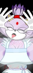  against_glass apron birthday blaze_the_cat breasts cat_girl drool female_only femsub flashpointgear furry heavy_eyelids maid solo sonic_the_hedgehog_(series) spiral_eyes symbol_in_eyes tongue tongue_out 