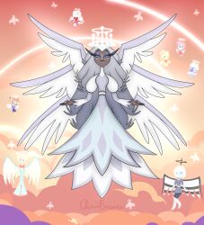 androgynous_sub angel angel_boy angel_girl assimilation aura blonde_hair blue_eyes character_request chieri_(chieribounce) chieribounce clothed dark_skin dress expressionless eye_color_change eyeshadow femdom femsub floating grey_hair halo hazbin_hotel long_hair looking_at_viewer lute_(hazbin_hotel) malesub mass_hypnosis multiple_girls multiple_subs original pink_hair possession purification sera_(hazbin_hotel) short_hair slime smile very_long_hair white_hair wings