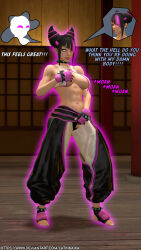 3d angry aura aware black_hair breast_fondling breast_grab breasts brown_eyes capcom character_request english_text femsub fingering fingerless_gloves gloves glowing glowing_eyes hair_covering_one_eye happy_trance holding_breasts latinkaixa masturbation midriff multicolored_hair navel open_mouth pink_eyes pink_hair possession short_hair smile speech_bubble standing street_fighter text twintails