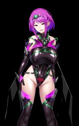  alternate_color_scheme alternate_costume alternate_hair_color black_background boots breasts crotch_tattoo erect_nipples erect_nipples_under_clothes female_only femsub fishnets gloves hair_ornament happy_trance high_heels huge_breasts leotard looking_at_viewer miyashiro nintendo opera_gloves pink_eyes pink_hair pyra_(xenoblade) rubber short_hair simple_background smile solo standing tattoo thigh_boots thighhighs xenoblade_chronicles xenoblade_chronicles_2 