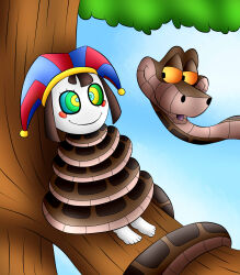 barefoot brown_hair disney femsub happy_trance jerrydestrtoyer kaa kaa_eyes pomni short_hair snake the_amazing_digital_circus the_jungle_book