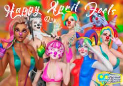  3d ashe_(overwatch) blender brigitte_(overwatch) clown clown_girl happy_trance juno_(overwatch) kiriko_(overwatch) mercy overwatch sombra_(overwatch) supercasket widowmaker 