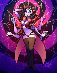 breasts combatraccoon female_only femdom high_heels large_breasts muffet multiple_arms multiple_eyes solo spiral_eyes symbol_in_eyes thighhighs undertale