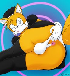  anus ass balls chamie crossdressing exhibitionism feminization furry gloves happy_trance maid male_only malesub miles_tails_prower sonic_the_hedgehog_(series) spiral_background spiral_eyes 