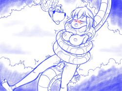  bestiality closed_eyes coils comic disney double_penis jungle kaa large_breasts lynn_(renaissanceofchaos) monochrome nude original renaissanceofchaos sex short_hair snake snake_penis the_jungle_book vaginal 