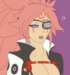  animated animated_gif baiken cleavage eyepatch female_only femsub guilty_gear kaa_eyes long_hair open_mouth pink_hair plsgts solo 