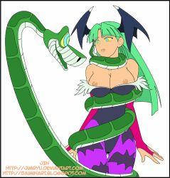  animated animated_eyes_only animated_gif breasts capcom coils darkstalkers demon_girl disney femsub green_hair hypnotic_eyes jimryu kaa kaa_eyes large_breasts long_hair monster_girl morrigan_aensland nipples open_clothes snake succubus the_jungle_book 
