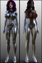 3d amaryst_(theheckle) angela_(theheckle) dark_skin female_only fembot femsub graybot high_heels original robot robotization standing standing_at_attention tech_control theheckle whitewash_eyes