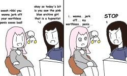  accidental_hypnosis angry anon_chihaya bang_dream black_hair expressionless failed_hypnosis female_only femdom femsub humor masturbation mole onceroyal pendulum pink_hair self_hypnosis simple_background spiral_eyes taki_shiina white_background 