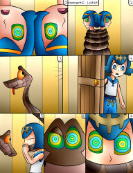  blue_hair comic disney femsub happy_trance harper_(pokemon) jerrydestrtoyer kaa kaa_eyes lana_(pokemon) nintendo pokemon sarah_(pokemon) snake the_jungle_book 