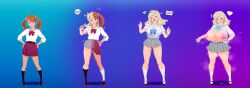  before_and_after bimbofication blonde_hair brain_drain breast_expansion huge_breasts large_breasts original red_hair transformation yaker-kina 