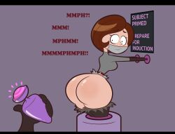 apopop ass bondage brown_hair butt_plug femsub helen_parr hypnotic_sex_toy large_ass maledom milf short_hair super_hero text the_incredibles torn_clothes