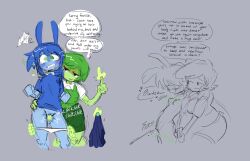 battle_for_dream_island before_and_after black_eyes blue_hair blue_skin blush bottomless breasts color dazed dialogue drool english_text femdom femsub fingering four_(bfdi) green_eyes green_hair green_skin grey_background kint large_breasts magic object_shows panties phantom_hand pussy pussy_juice sketch small_breasts spiral_eyes squirting symbol_in_eyes text two_(bfdi) undressing yuri