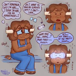  cow_girl drool expressionless femsub furry glasses iris_(mesmirised) mesmirised non-binary_sub original visor 