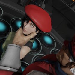 3d bare_shoulders black_hair capcom chin_hold empty_eyes esccc expressionless femsub final_fantasy final_fantasy_vii glowing hand_on_another&#039;s_cheek hat large_breasts leotard m._bison maledom microchip shadaloo_dolls short_hair standing street_fighter tech_control tifa_lockhart whitewash_eyes wufan870203