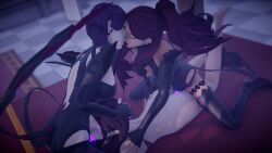  3d alternate_costume bernadetta_von_varley breasts corruption dildo dorothea_arnault enemy_conversion exaltedbrand female_only femdom femsub fire_emblem fire_emblem_three_houses glowing glowing_eyes hypnotized_hypnotist kissing kronya_outfit large_breasts long_hair mmd nintendo petra_macneary sex_toy short_hair strap-on threesome tongue tongue_out yuri 