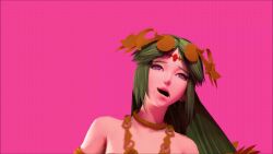  3d animated animated_gif breasts clothed dazed distortingreality female_only femsub goddess green_hair kid_icarus long_hair nintendo open_mouth palutena pink_eyes spiral_eyes swaying symbol_in_eyes unhappy_trance 