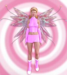 3d blonde_hair drool female_only femsub floating happy_trance original smile solo spiral spiral_eyes super_hero symbol_in_eyes theheckle wings