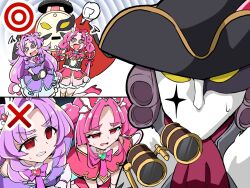  bondage cure_answer cure_mystique empty_eyes imoimokenpi magical_girl pink_hair precure purple_hair red_eyes spiral_eyes star_detective_pretty_cure usonoir 