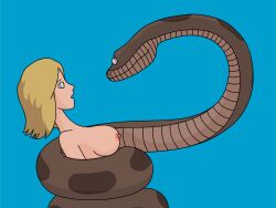  blonde_hair breasts coils femsub hypnotic_eyes nacek nude snake surprised 