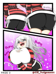 ass ass_expansion bimbofication breast_expansion breasts comic drool female_only femsub ghost huge_breasts large_breasts orgasm original text thegxjudgement thighhighs white_hair